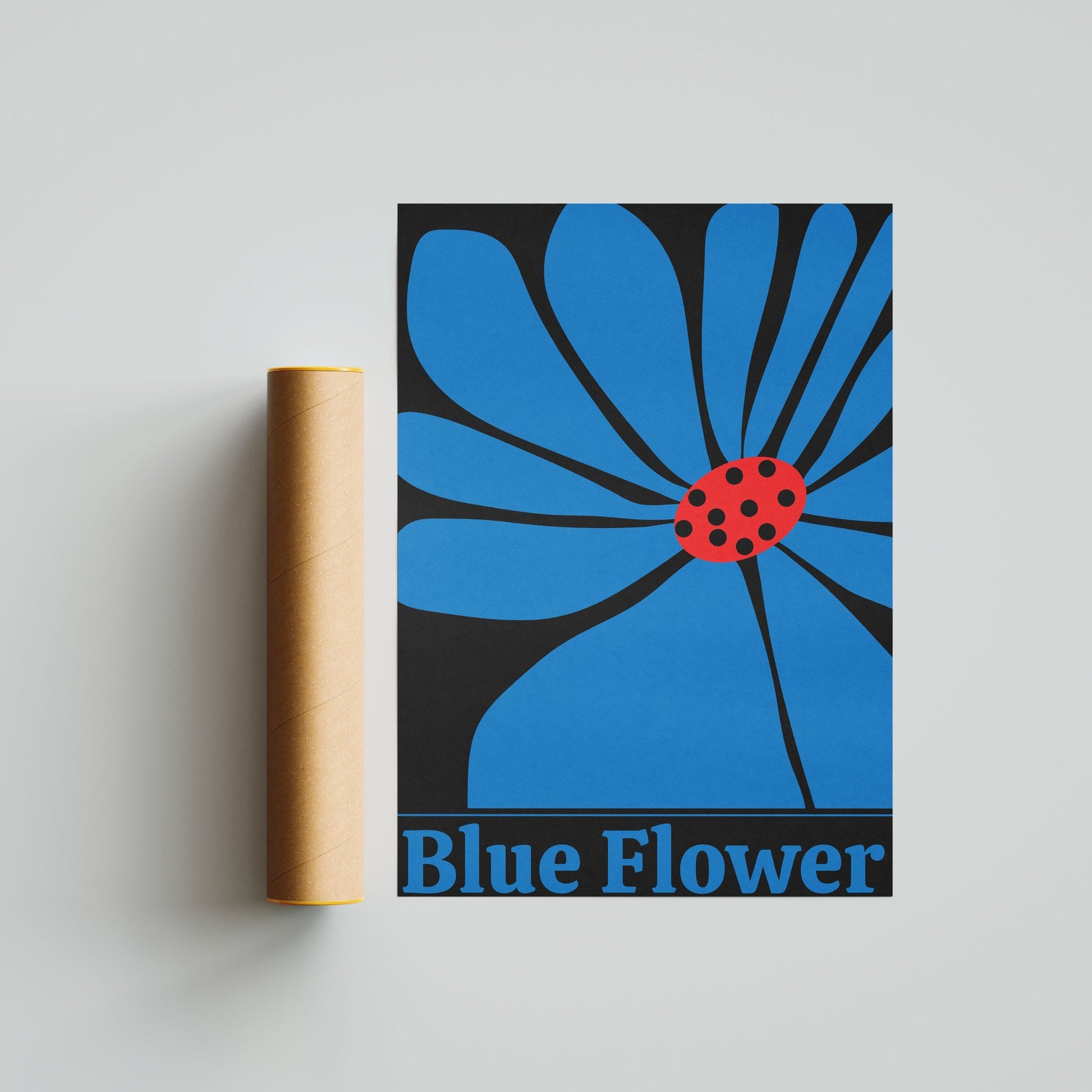 A Blue flower with the words blue flower written in blue 