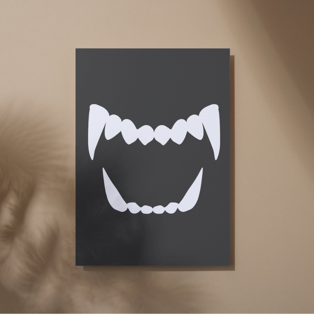 Illustrated dog teeth on a black background 