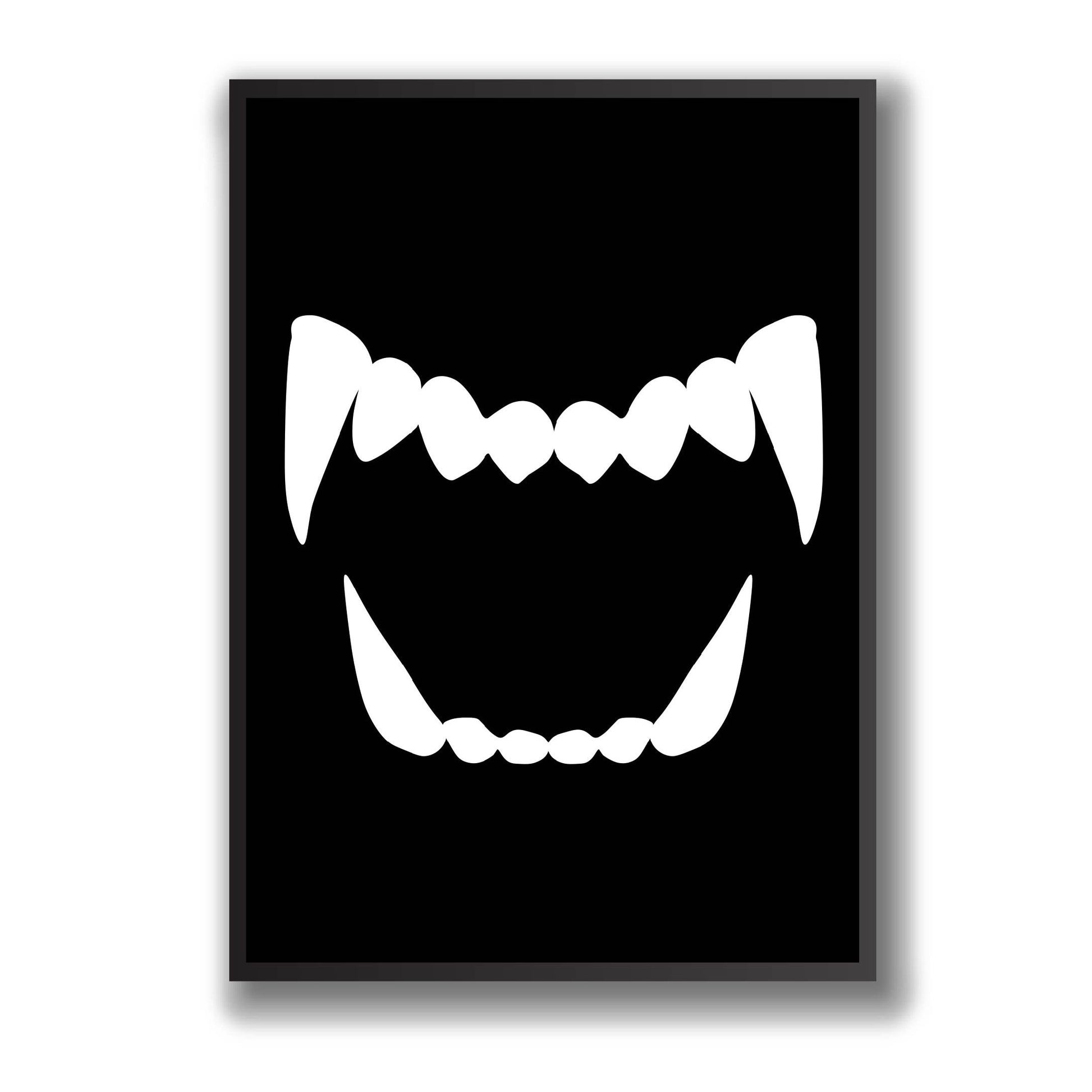 Illustrated dog teeth on a black background 