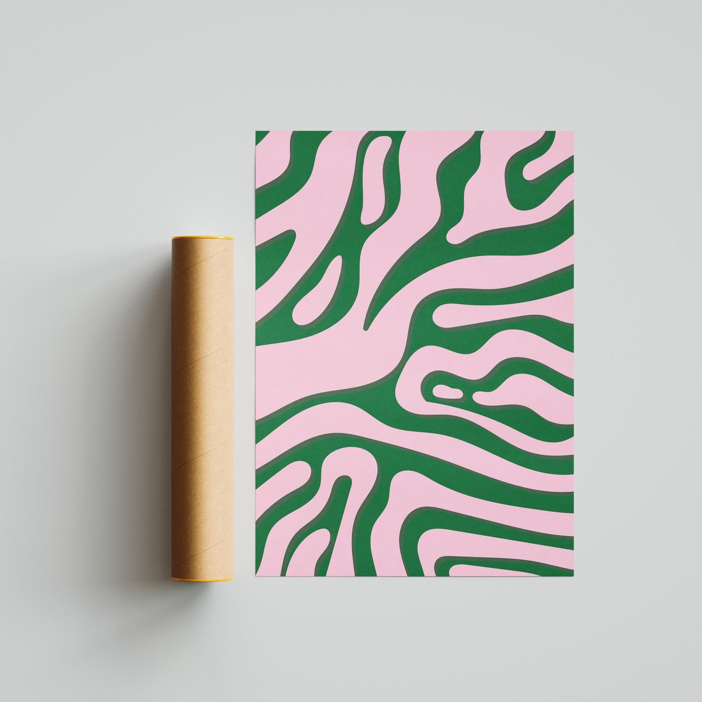 Pink Patterns on a green background 