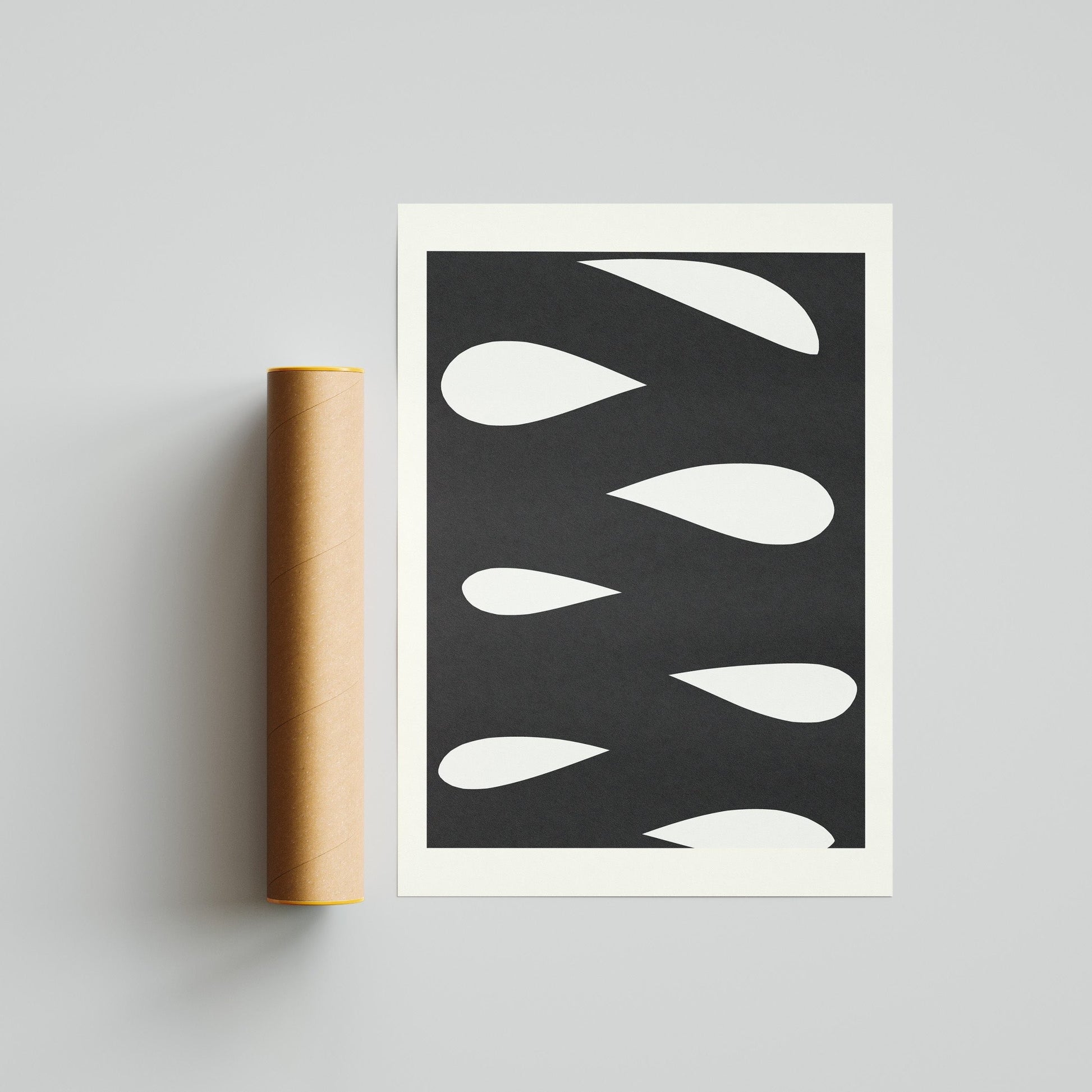 A smooth abstract pattern in black on with a off white background 