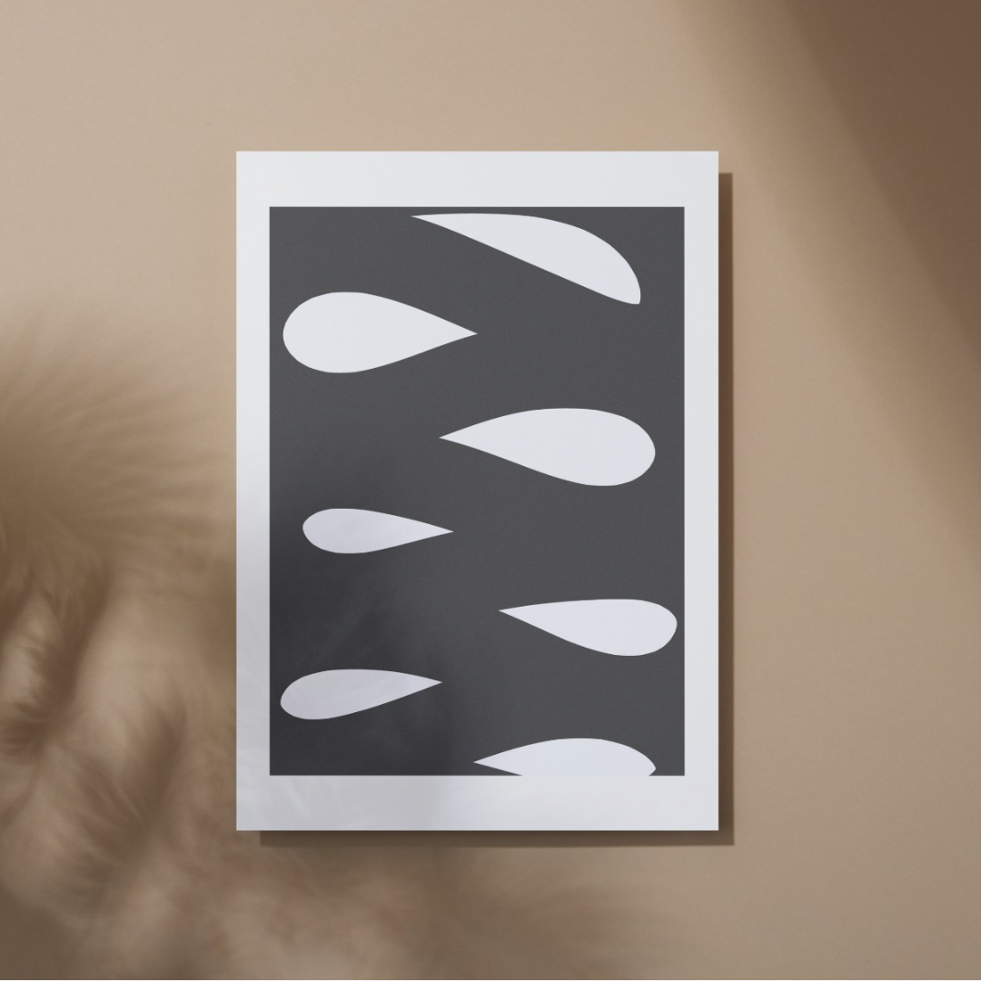 A smooth abstract pattern in black on with a off white background 