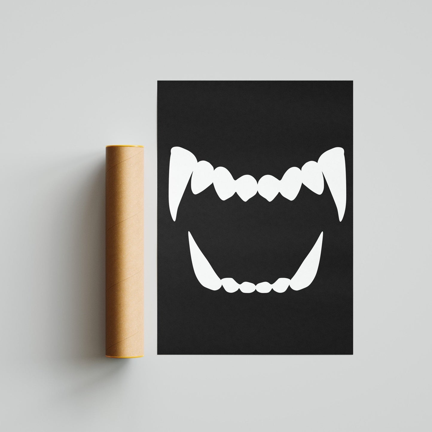 Illustrated dog teeth on a black background 